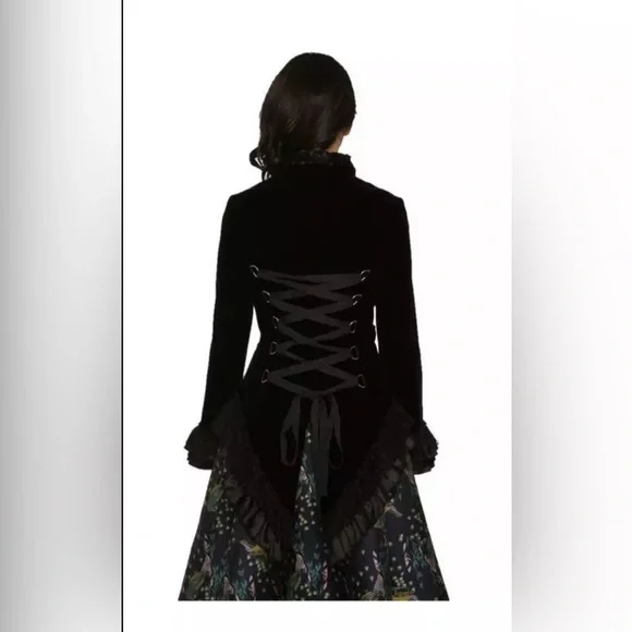 Rumies Black Velvet Corset Lace-up Style Jacket Size 10